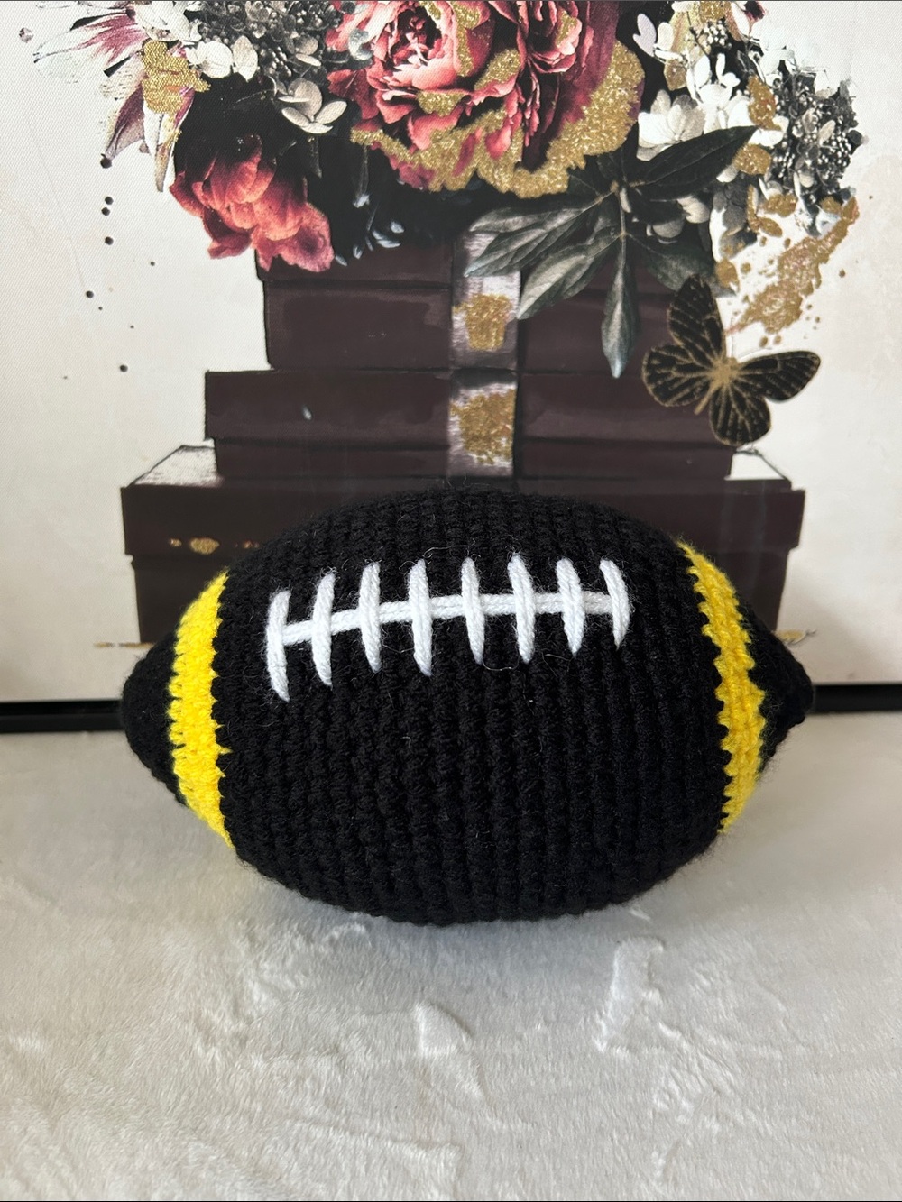 Crochet football plush (brown/white) customs available all made to order - Picture 5 of 7
